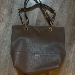 Calvin Klein Dark Brown Tote with Gold Accents
